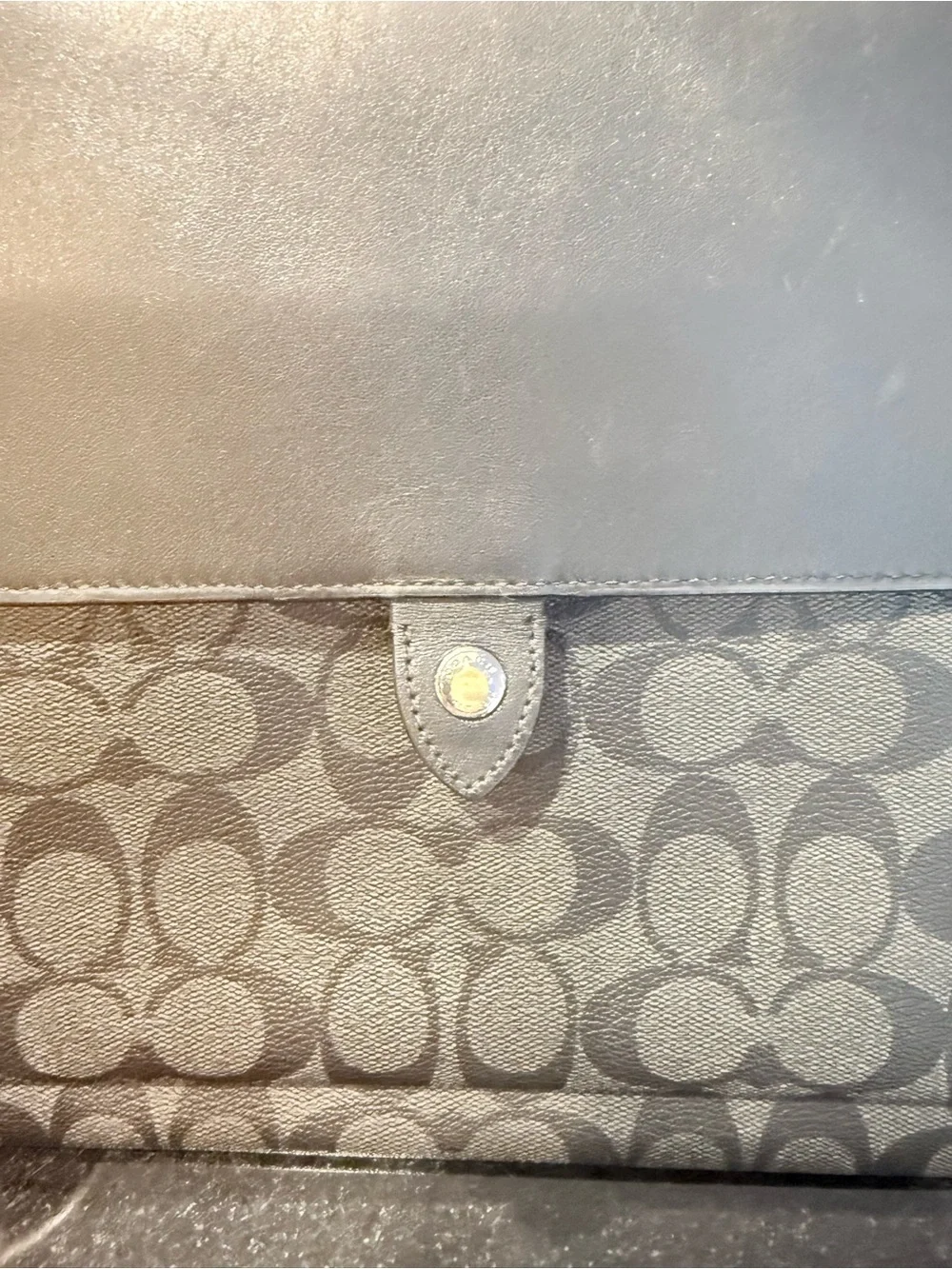Coach Black Charcoal Signature Canvas Clutch